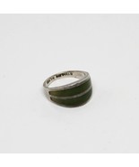 Sterling Silver Band Ring w/ Embedded Green Stone Jade? RJC Stamped Size... - £23.11 GBP