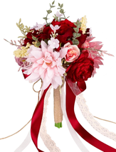 Wedding Bouquets Artificial Rose Flowers for Bride Bridesmaid, Boho Rust... - £22.25 GBP