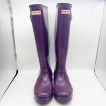 Hunter Womens 6 Tall Rubber Rain Boots Wellies Slip On Waterproof Purple - £35.84 GBP
