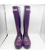 Hunter Womens 6 Tall Rubber Rain Boots Wellies Slip On Waterproof Purple - £35.26 GBP