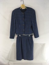 Pendleton Womens 8 Blue Plaid Vtg USA Made Lined Wool Jacket Skirt 2 Piece Suit - £22.88 GBP