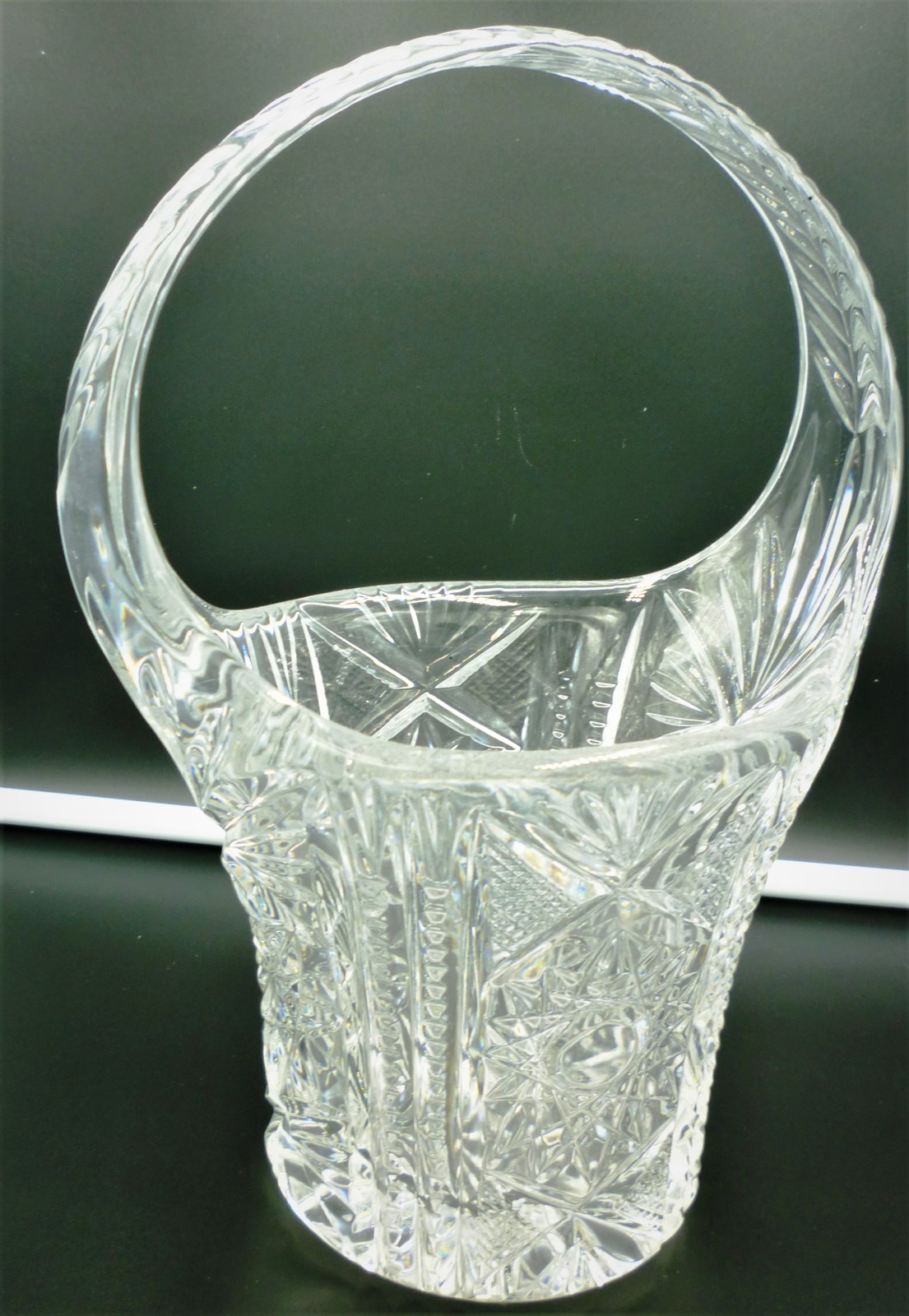 STUNNING VINTAGE BOHEMIAN CRYSTAL BASKET CANDY FRUIT BOWL - $34.00