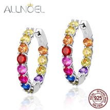 Erling silver huggie hoop earrings for women rainbow colorful zircon cz crystal brincos thumb200