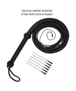 Genuine Cow Hide Leather Bullwhip 08 feet Long Black12 Plaits Heavy Duty... - $31.55