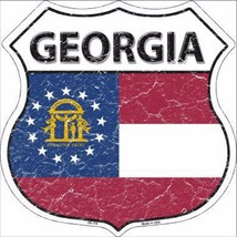Georgia State Flag Distressed 11&quot; x 11&quot; Novelty Highway Shield Metal Sign - £7.82 GBP