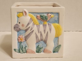 Vintage Napco Ceramic Planter Baby Block , Zebra, A, B, C Kitsch - £19.46 GBP