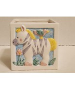 Vintage Napco Ceramic Planter Baby Block , Zebra, A, B, C Kitsch - $24.74