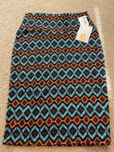 LuLaRoe Cassie Pencil Skirt Womens Size XS Black Mint Coral Aztec Print NWT - £8.92 GBP