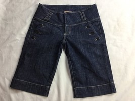  SEE THRU SOUL Denim Sailor Button Wide Band  Denim Shorts Womens size 28 - $22.75
