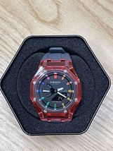 Casi Oak - Custom G-SHOCK &quot;Metal Grey Blood Red&quot; - Casio GA2100 Mod - Watch 44mm - £119.62 GBP