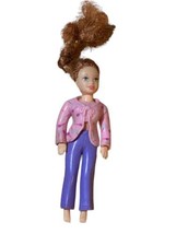 Fisher Price Loving Family Dollhouse Mom Mother Brown Hair Pink Top Purp... - $12.77