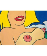 FRAMED CANVAS Art print wesselmann 32 year old on the beach nude blond p... - $113.73 CAD