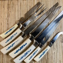 Vintage Lifetime Cutlery Blue Cornflower Utensils Carving Fork Knives Lot of  7 - £40.99 GBP