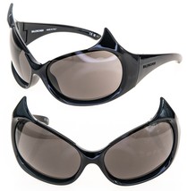 BALENCIAGA GOTHAM 0284 Black 001 Fashion Bat Spike Mask Wrap  Sunglasses... - $683.10