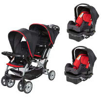 Baby Trend Red Double Sit N Stand Twin Stroller Travel System with 2 Infant Car  - £457.23 GBP