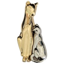 Kitty Cat Silver &amp; Gold Brooch Pin - $9.89