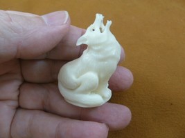 tb-wolf-1) white howling Wolf TAGUA NUT palm figurine Bali carving love ... - £36.69 GBP