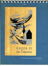 1949 Kappa Pi Art Calendar Univ. of Wichita Original Block Prints Robert... - $296.70