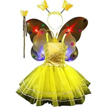 Litte Girl Todder Dress Up Princess Fairy LED Wings Butterfly Wand Headband 3-8y - £8.36 GBP