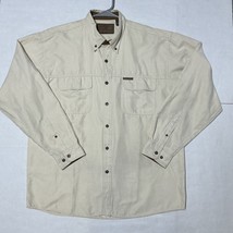 Clearwater Outfitters Faux Suede Button Down Long Sleeve Shirt Mens L Tan - $21.90