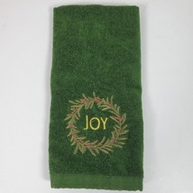 Vintage Christmas Joy Holiday Terry Cloth Towel Green 24x15 Inch - £13.30 GBP