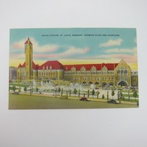 Train Postcard Union Station St. Louis Missouri Plaza &amp; Fountains UNPOSTED - £7.50 GBP