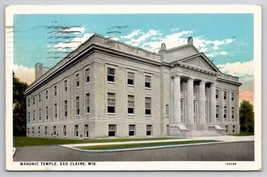 Eau Claire WI Masonic Temple 1935 to McIntosh in Worcester Mass Postcard... - $5.95