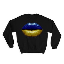 Lips Ukrainian Flag : Gift Sweatshirt Ukraine Expat Country For Her Woman Femini - $28.95