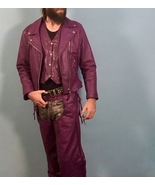 Purple Genuine Leather Motorcycle Jacket, Vest &amp; Chaps - Jim Leather INC - £313.37 GBP