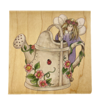 Stamps Happen Rubber Stamp Periwinkle Garden Fairy with Watering Can 70022 - £13.54 GBP