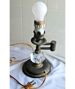 Vintage Antique Small Art Deco Metal Brass color Clear ball Lamp - €71,60 EUR