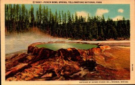 Vintage Linen Postcard Punch Bowl Spring Yellowstone National Park-BK39 - £3.89 GBP
