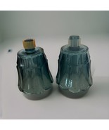 Set of 2 Vintage Tulip Blue Glass Votive Tealight Candle Holders 4” Tawain - $15.43