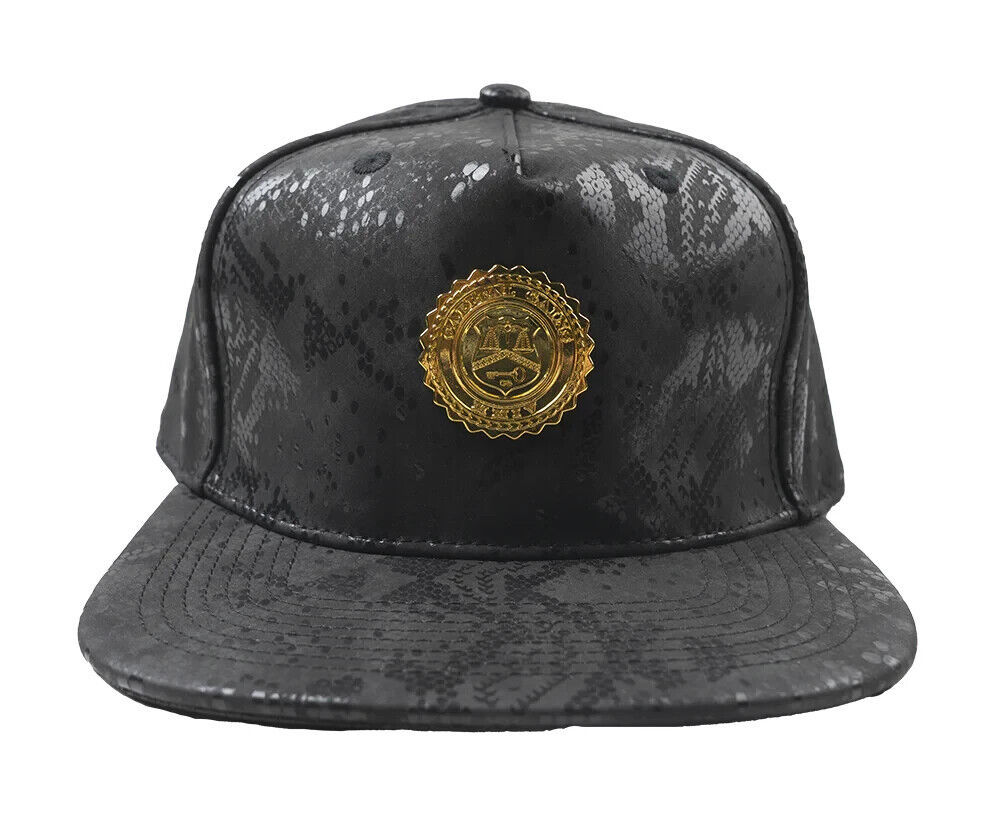 Capital Gains Men's Streetwear Patterned Leather Black  Strap Python Back Hat