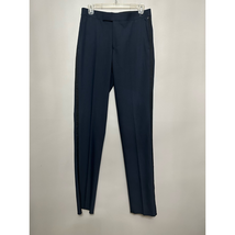 Nordstrom Rack Mens Dress Pants Navy Raw Hem Flat Front Trim Fit 30x35 New - £14.06 GBP