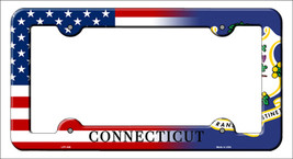 Connecticut|American Flag Novelty Metal License Plate Frame LPF-446 - $18.95