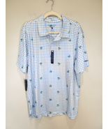 NEW Simply Southern Mens Short Sleeve Button Shirt Checks Palms Beachy L... - €15,69 EUR