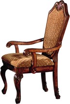 ACME Chateau De Ville Arm Chair (Set-2) - 04078 - Fabric &amp; Cherry - £388.77 GBP