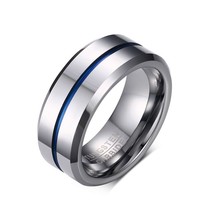 Modyle Thin Blue Line Stainless Steel Ring Wedding Brands 8MM Silver Color Stain - £6.81 GBP