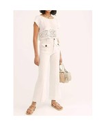 Free People Boca Belle Linen Blend Hi-Rise Bell Bottom Wide Leg Pants Si... - $88.90 CAD