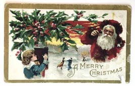 Victorian Era Child Calling Santa Claus on Telephone A Merry Christmas PC Winsch - £3.73 GBP