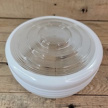 VTG MCM 8.5” Round Frosted &amp; Clear Glass Ceiling Light Replacement Drum ... - $406.21 MXN
