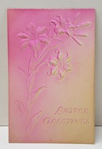 Easter Greetings Embossed Airbrushed Lillies Postcard B12 - £6.38 GBP