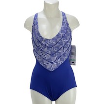 GABOR Women&#39;s Swimsuit 1 Piece Blue White Geometric Hydrofinity Fabric Size 8 - £35.40 GBP