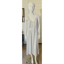 Vintage Pale Blue Long Nightgown With Sheer Floral Bust Overlay Sleevele... - $25.74