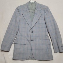 Vintage Richman Bros. 3 pc. Suit Sz 38L Blue Plaid Jacket Pants Vest 1978 Wool - £91.82 GBP