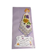 Handkerchief Pretty Hanky Greeting Card and Envelope NOS Purple Flowers - £7.08 GBP
