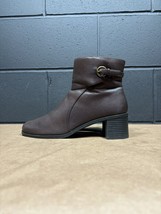 Vintage Croft &amp; Barrow Kirsten Chunky Brown Leather Ankle Boots Women’s 7 W - $39.96