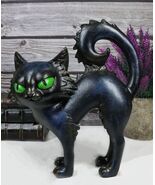 Witchcraft Mystical Curling Black Cat Green Eyes Standing Halloween Figu... - $456.12 MXN
