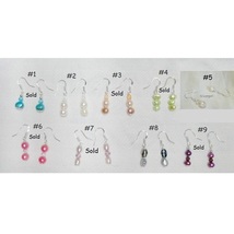 Dainty Fresh Water Pearls Crystal Sterling Silver Drop Earrings 8 colors - £4.51 GBP